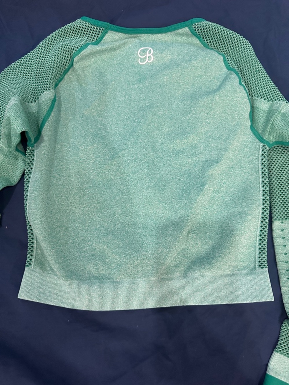 Bombshell Sportswear Teal Green Mesh Crop Top Size M/L - Picture 4 of 7